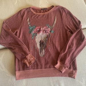 Wildfox Flower Skull Jumper M EUC